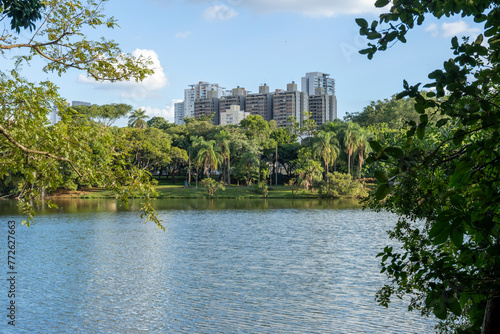 Taquaral Park in Campinas, São Paulo. beautiful trees and lush nature