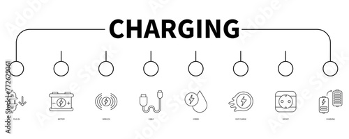 Charging banner web icon vector illustration concept