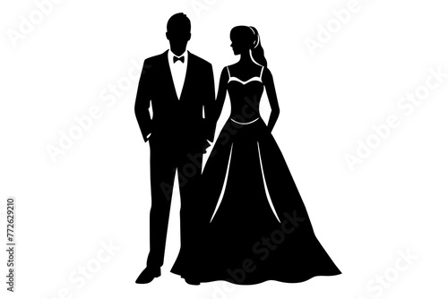wedding couple silhouette vector design vector   isolated  silhouette   wedding  bride and groom  a great wedding set