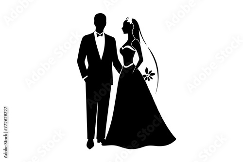 wedding couple silhouette vector design,vector , isolated, silhouette , wedding, bride and groom, a great wedding set