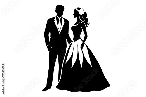 wedding couple silhouette vector design,vector , isolated, silhouette , wedding, bride and groom, a great wedding set