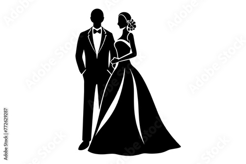 wedding couple silhouette vector design vector   isolated  silhouette   wedding  bride and groom  a great wedding set