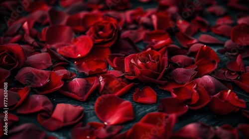 red rose flower petals scattered ai generated 4k image