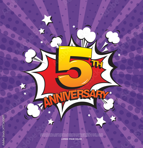 5th anniversary emblem. Five years anniversary celebration symbol