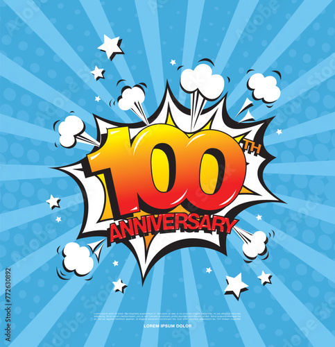 100th anniversary emblem. One hundred years anniversary celebration symbol