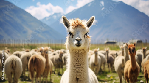 llama standing in a field