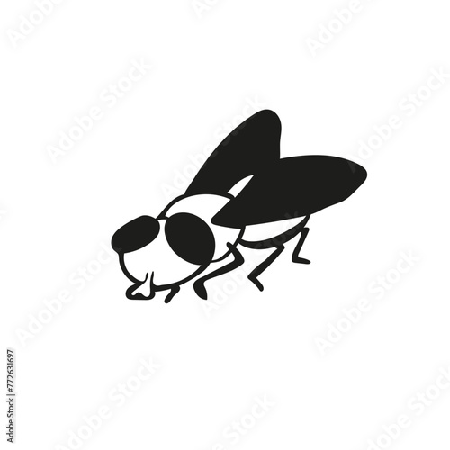 Illustration of a black fly on a white background