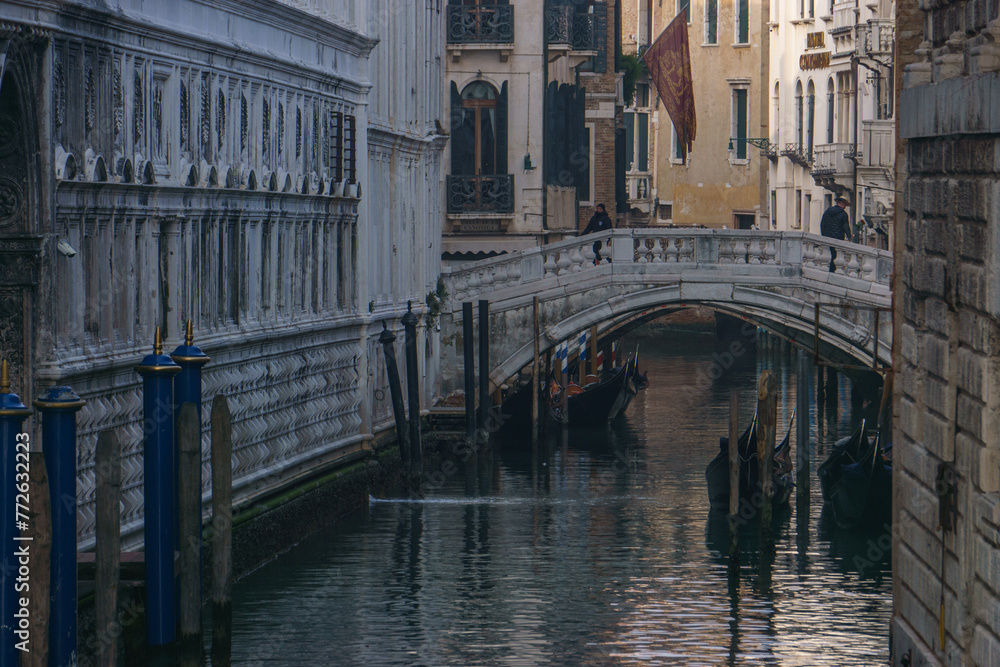 Small canal passing towards famous Bridge Ponte de Canonica, Venice, Veneto, Italy Small canal passing towards famous Bridge Ponte de Canonica, Venice, Veneto, Italy