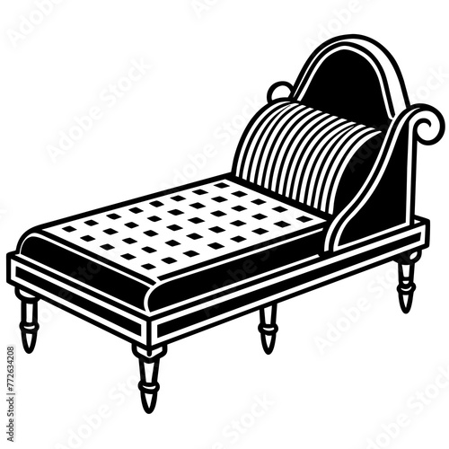 daybed silhouette vector art illustration