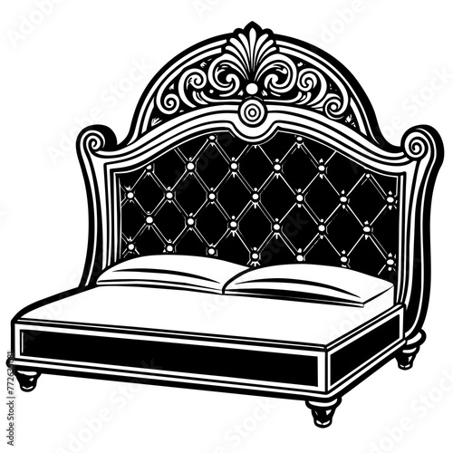 headboard silhouette vector art illustration