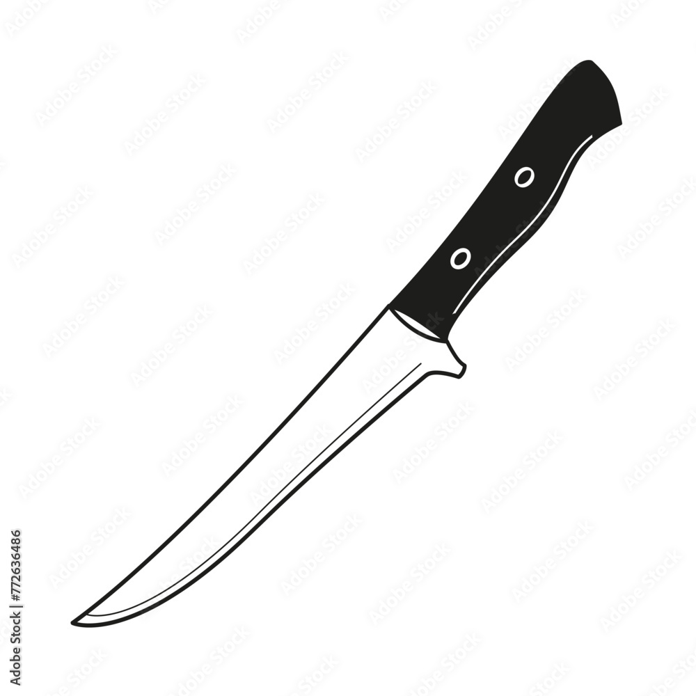 boning knife black and white linear vector illustration boning knife black and white linear vector illustration
