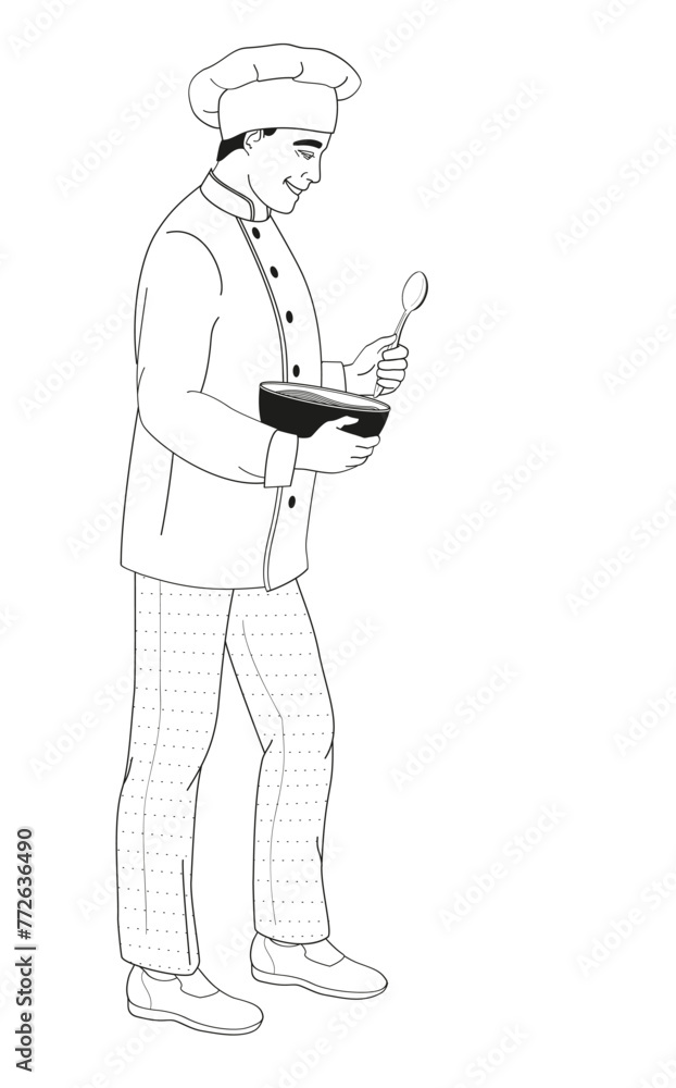 standing smiling chef restaurant male characters in uniform standing smiling chef restaurant male characters in uniform