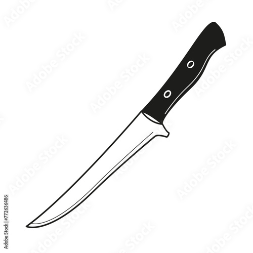 boning knife black and white linear vector illustration