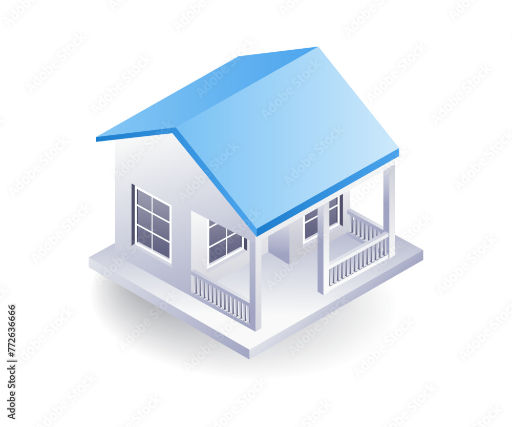 Minimalist house 3d flat isometric illustration Minimalist house 3d flat isometric illustration