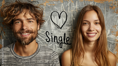 Unmarried man and woman standing side by side.