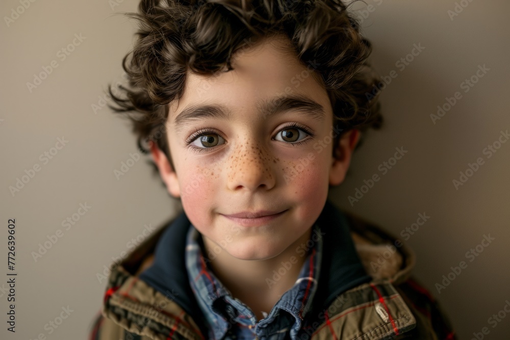Portrait of a cute little boy with freckles and brown eyes Portrait of a cute little boy with freckles and brown eyes