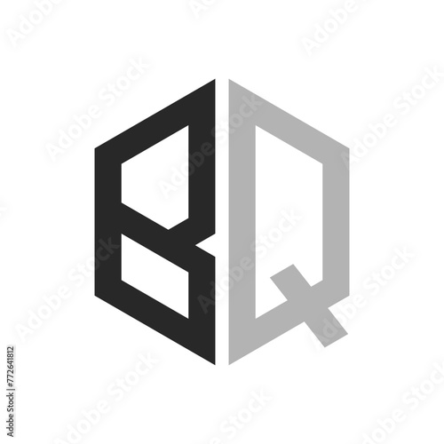 Modern Unique Hexagon Letter BQ Logo Design Template. Elegant initial BQ Letter Logo Concept