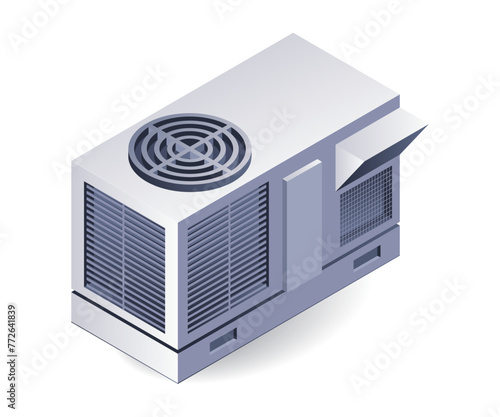 Construction HVAC system flat isometric 3d illustration