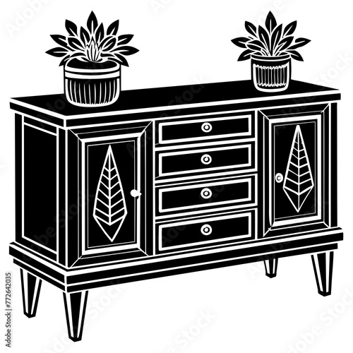 sideboard silhouette vector art illustration