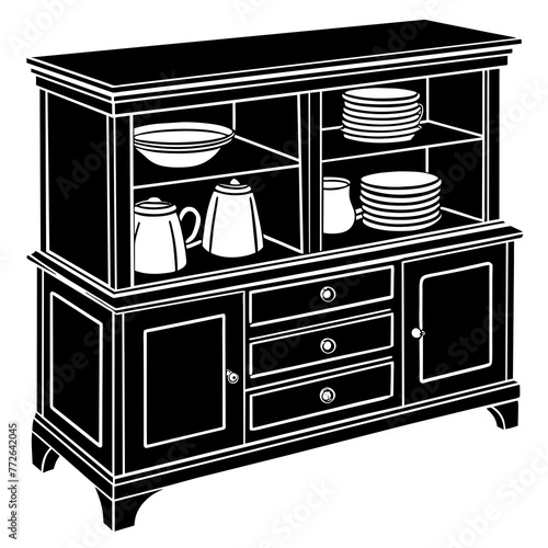 sideboard silhouette vector art illustration