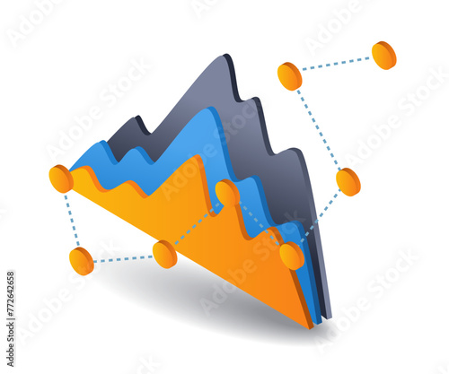 Business graph analysis data symbol, flat isometric 3d illustration
