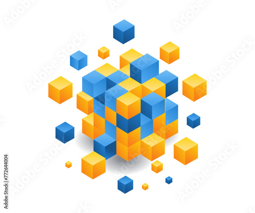 Abstract grid blockchain technology illustration