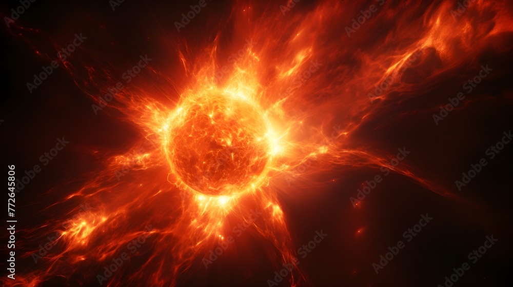 Solar flares erupting from the sun's surface