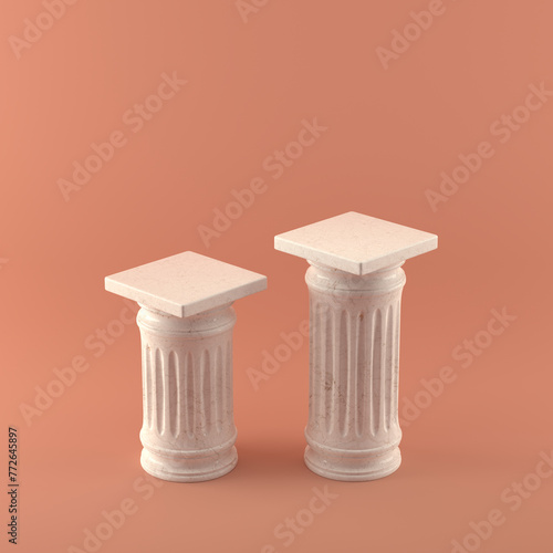 Winners podium. Two marble pillars columns for product