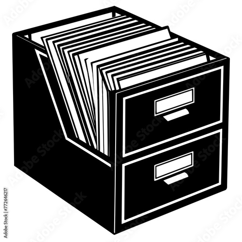  filing cabinet silhouette vector art illustration