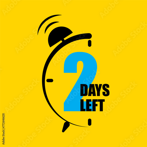 Countdown concept with alarm clock showing 2 days left. Urgency and time management. Vector illustration. EPS 10.