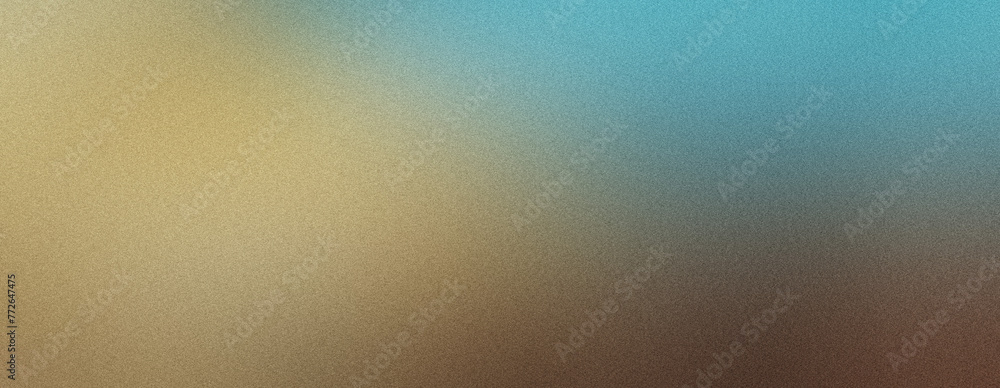 Obraz premium Gold Sky Blue Chocolate Gradient Background, Noise Texture. backdrop for header, banner, Poster Design. Vibrant Grunge Grainy Background. empty space, templet.