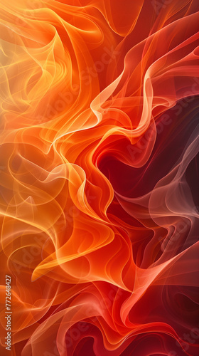 Fiery abstract wallpaper. Swirling orange shapes, movement, energy