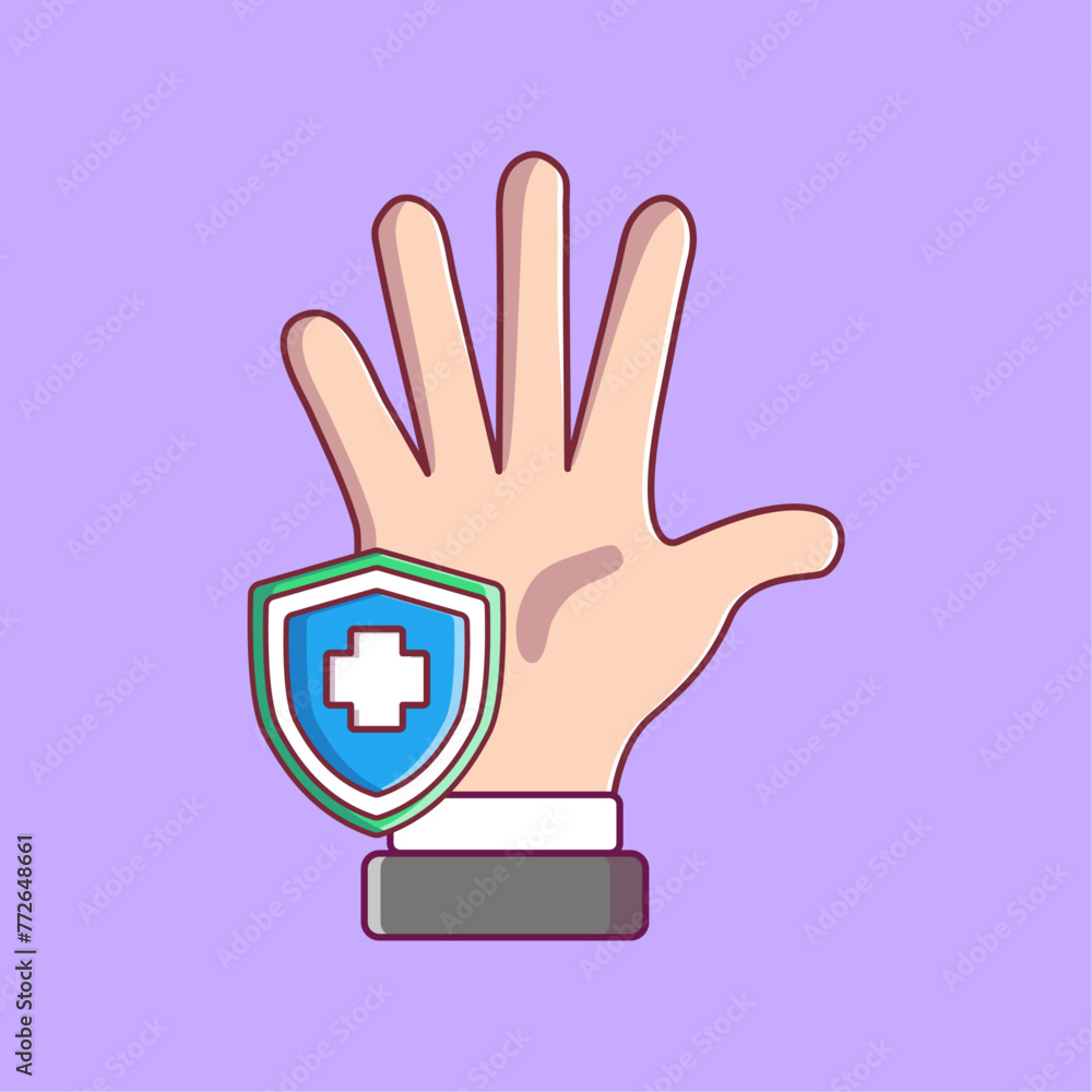 Hand with health shield Hand with health shield