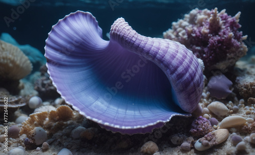 A Stunning Display of Purple & Blue Seashell , detailed