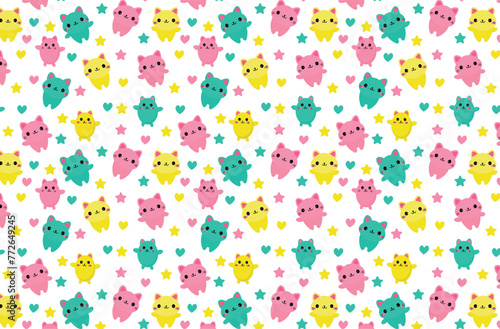 Kitten children's print, texture, paper, cute fluffy cat, pattern
