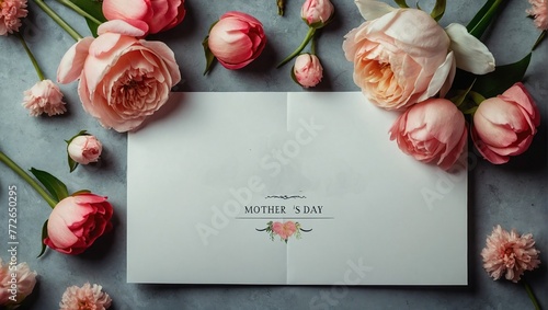 Mother's day empty greeting design with beautiful blossom flowers