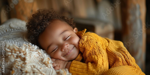 Baby Sleeping Serenely and Calmly in Crib