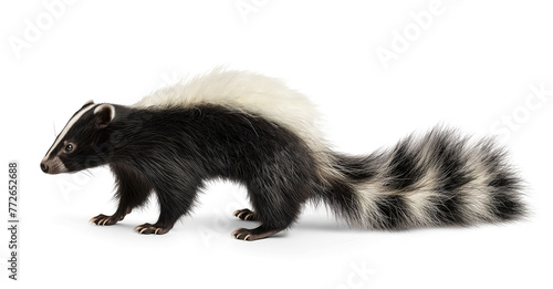 skunk, side view on isolated background
