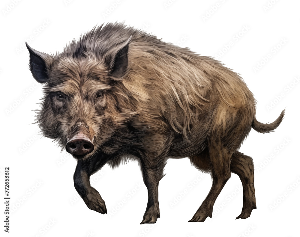 Scary wild boar on isolated background Scary wild boar on isolated background