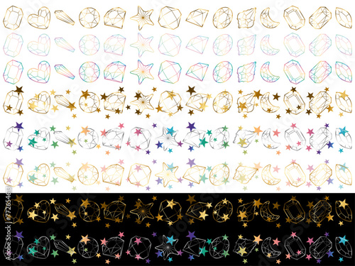 カットガラス、星、ライン