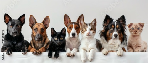 Pets line up on a white background, developed in caffenol.