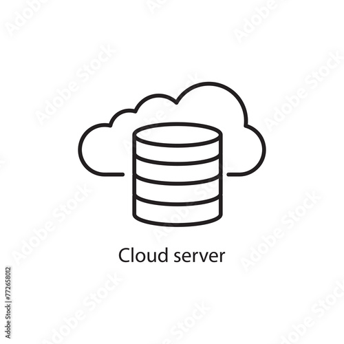 Cloud server icon. flat linear loud server icon on white background..eps