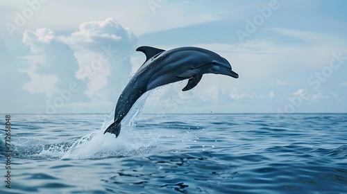 A dolphin jumping out of the water 