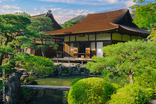 Traditional Japanese Garden and Architecture, Serene Setting, Japan