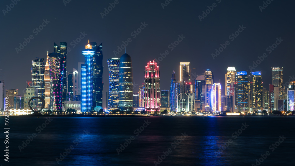 Doha Skyline at night. Qatar. Doha Cityscape Doha Skyline at night. Qatar. Doha Cityscape