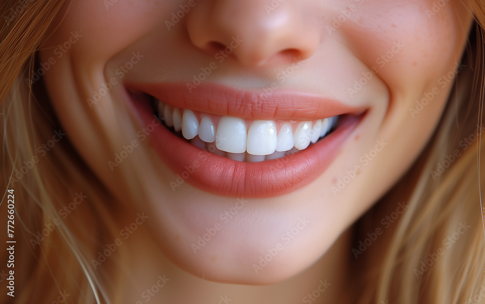 close up of a woman smiling and showing her perfect teeth. Concept for oral care, dentistry, and stomatology. close up of a woman smiling and showing her perfect teeth. Concept for oral care, dentistry, and stomatology.