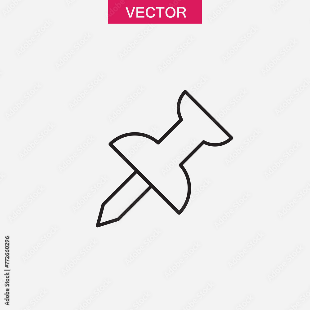 pin icon vector, flat simple liner illustration on white background..eps pin icon vector, flat simple liner illustration on white background..eps