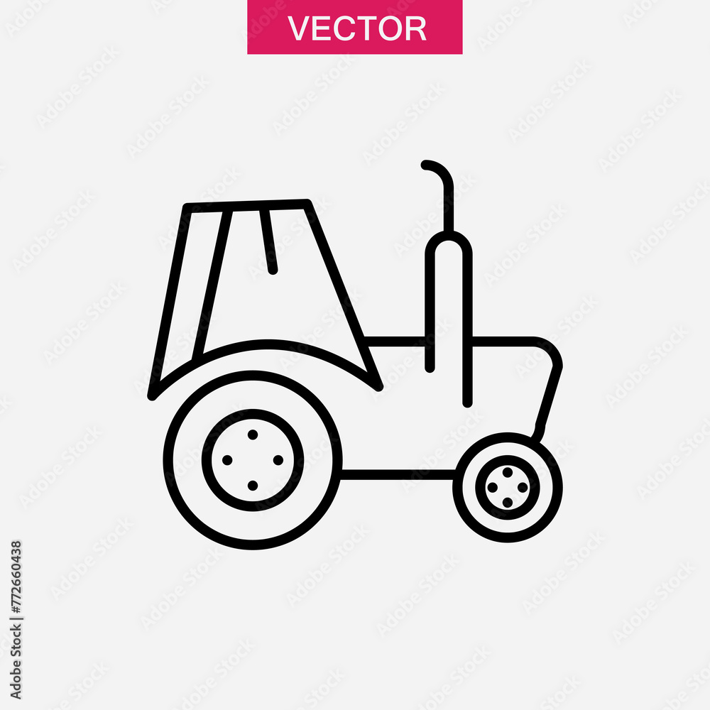 Tractor line icon, vector flat simple illustration on white background..eps