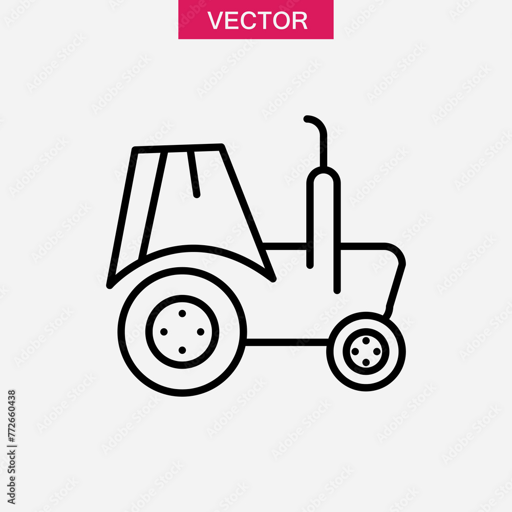 Tractor line icon, vector flat simple illustration on white background..eps Tractor line icon, vector flat simple illustration on white background..eps