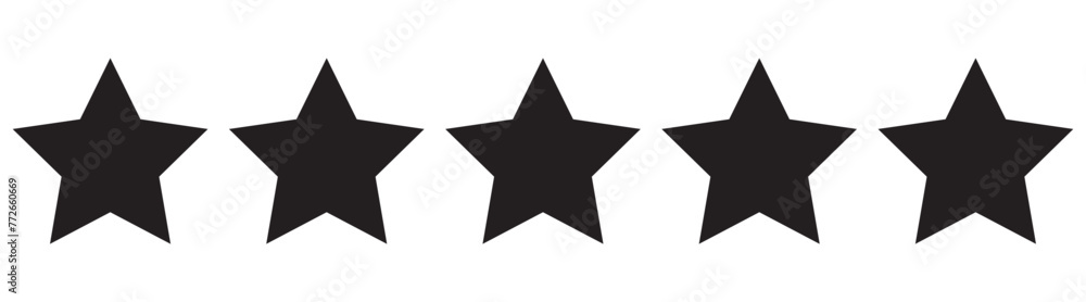 Five stars customer product rating review flat icon for apps and websites - obrazy, fototapety, plakaty 